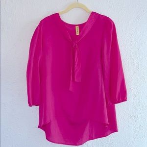 Bright Pink Tie Blouse